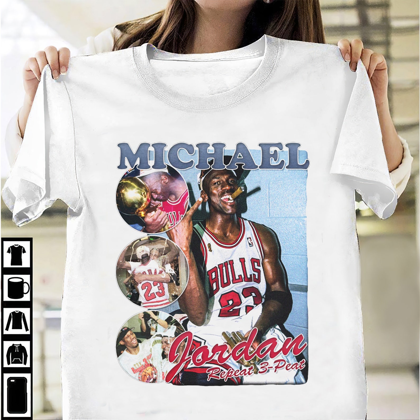 Michael Jordan 3-Peat T-shirt rap supreme air chicago bulls | Etsy