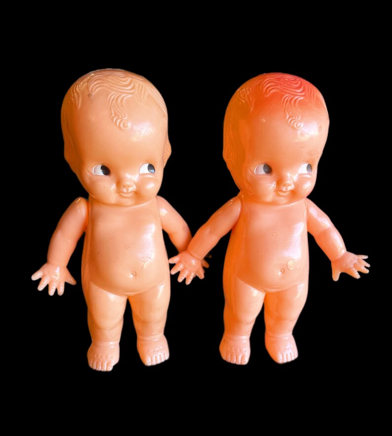 Two Twinsies Antique Irwin Celluloid Kewpie Dolls. Two Hard Plastic
