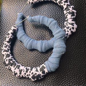 Soft Rebel Hoops – Handmade Denim & Cow Print Statement Earrings | Bold Afrocentric Hoop Earrings | Lightweight, Fabric-Wrapped Jewelry