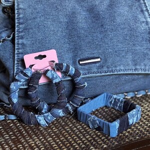 One-of-a-Kind Fabric-Wrapped Bangles – Upcycled Denim & Cotton Bracelet Set