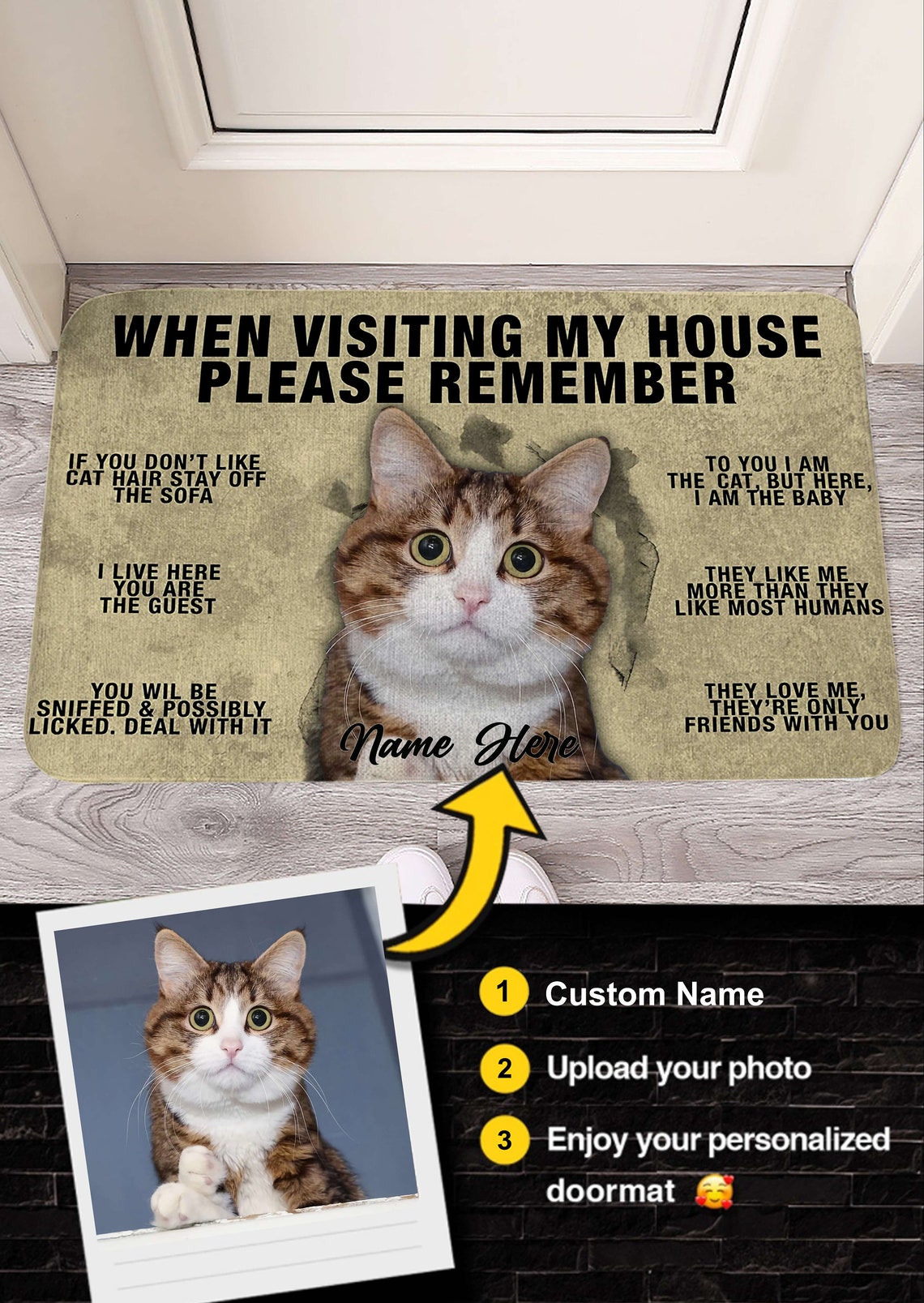 When Visiting My House Please Remember Cat Doormat Cat Owner Etsy