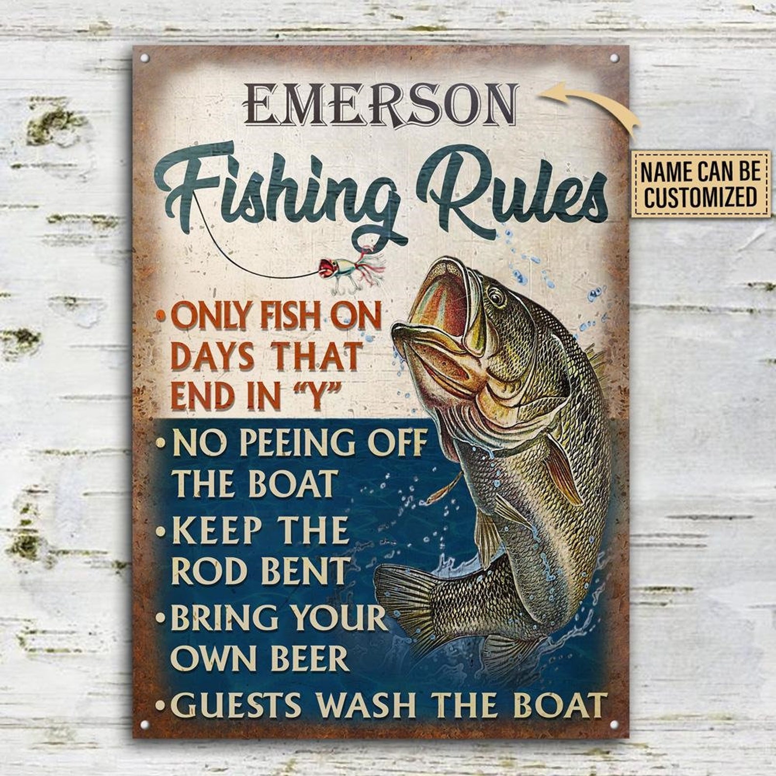 Personalized Fishing Rules Metal Sign Rules Sign Fishing Etsy