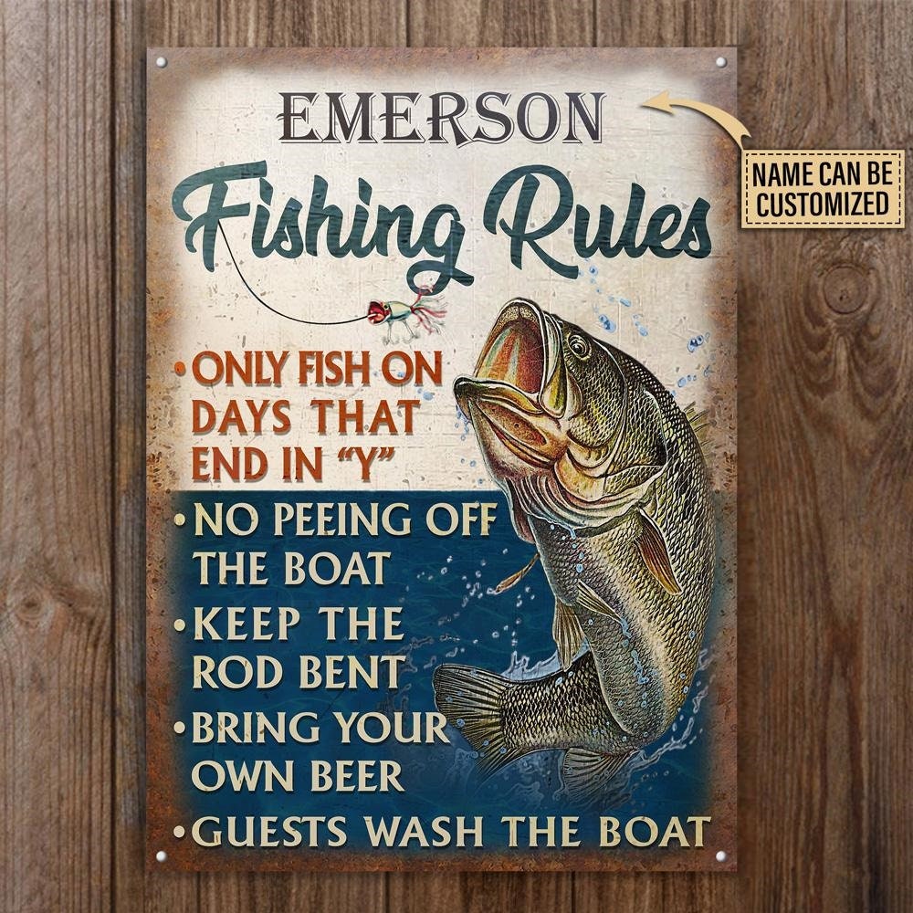 Personalized Fishing Rules Metal Sign Rules Sign Fishing Etsy
