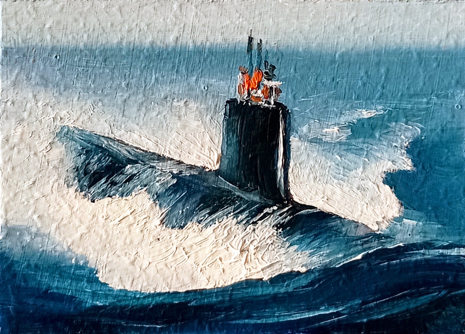 ACEO Submarine Painting USS Navy Original Art Seascape Oil Etsy