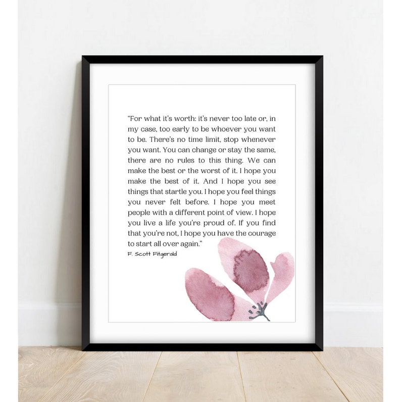 For What It's Worth F. Scott Fitzgerald Inspirational Etsy
