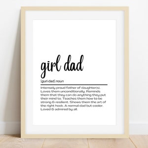 Mädchen Papa Definition Print, Vatertagsgeschenk, Geschenk für Papa, sofortiger digitaler Download