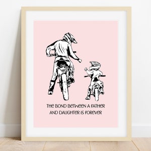 Father and Daughter Dirt Bike Digital Print, Dad and Daughter Motocross Art Print, Fathers Day Gift, Instant Digital Print
