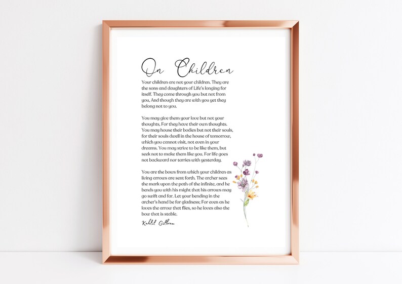 Kahlil Gibran Poem, on Children, Poem About Children, Gift for Parents ...