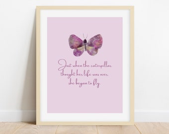 Butterfly Quote, Inspirational Gift, Butterfly Print, Instant Digital Download