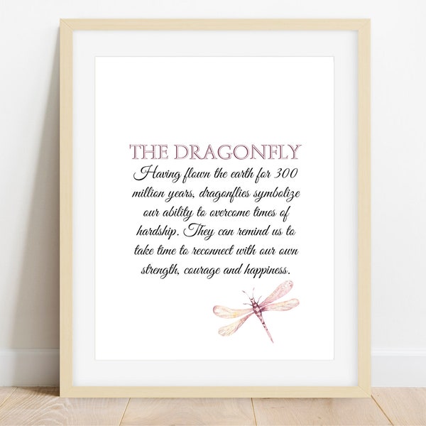 Dragonfly definition quote, Dragonfly meaning Print, Inspirational wall art, Instant Digital Download