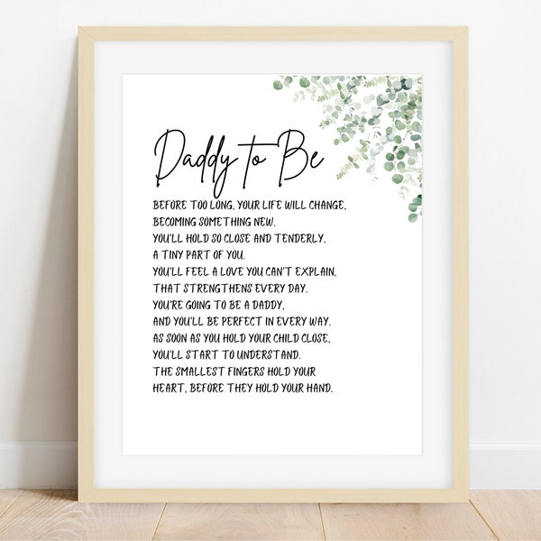 Daddy to be poem, Gift for new dad, Father’s Day Gift, Instant Digital Download