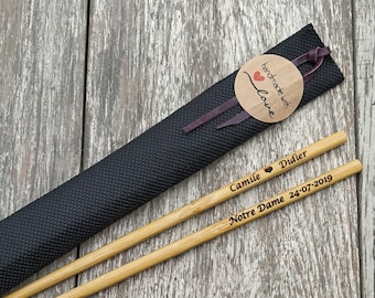 Custom Chopstick Custodia in Pelle per bacchette Giapponesi bacchette cinesi legno bambù personalizzate Bacchette Sushi Personalizzate 