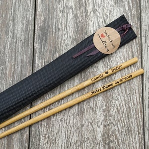 Palillos Japoneses De Bambú Con Estuche De Viaje Rojo