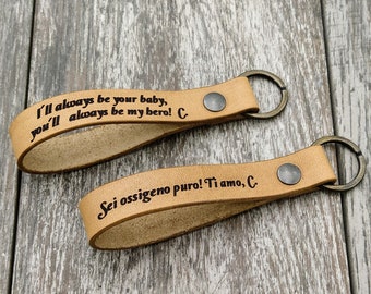 Keychain Leather Custom Initial Name, Leather Keychain Painted with Coffee, Gift Idea Keychain, Keychain Man Woman