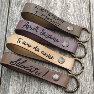 Personalized Leather Keychain Name Initials, Hand-painted leather keychain, Engraved keychain, Valentine's Day Gift Idea man woman