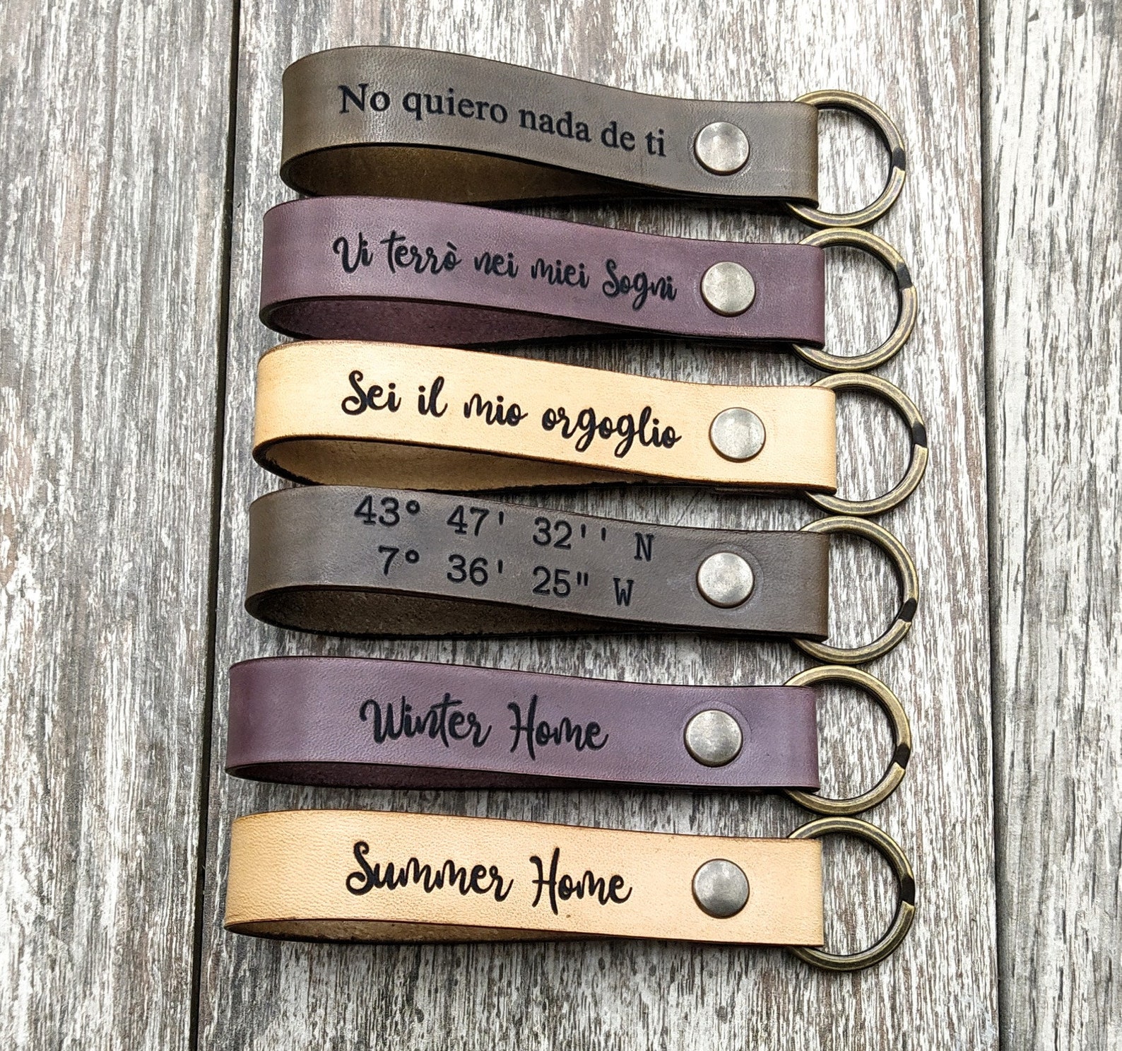 Custom Leather Keychain Initial Name Engraving Leather Etsy