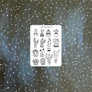 Stickers Cactus avec Déjoue, Stickers Cactus, Stickers Succulentes Décorés, Stickers Pour Agenda, Autocollants Décoratifs Fleurs Du Désert