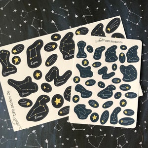 Meteorenregen planner stickers, sterrenbeeld stickers, sterrenwacht planner stickers