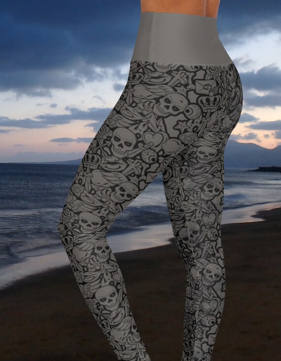 High waisted skull leggings hotsell