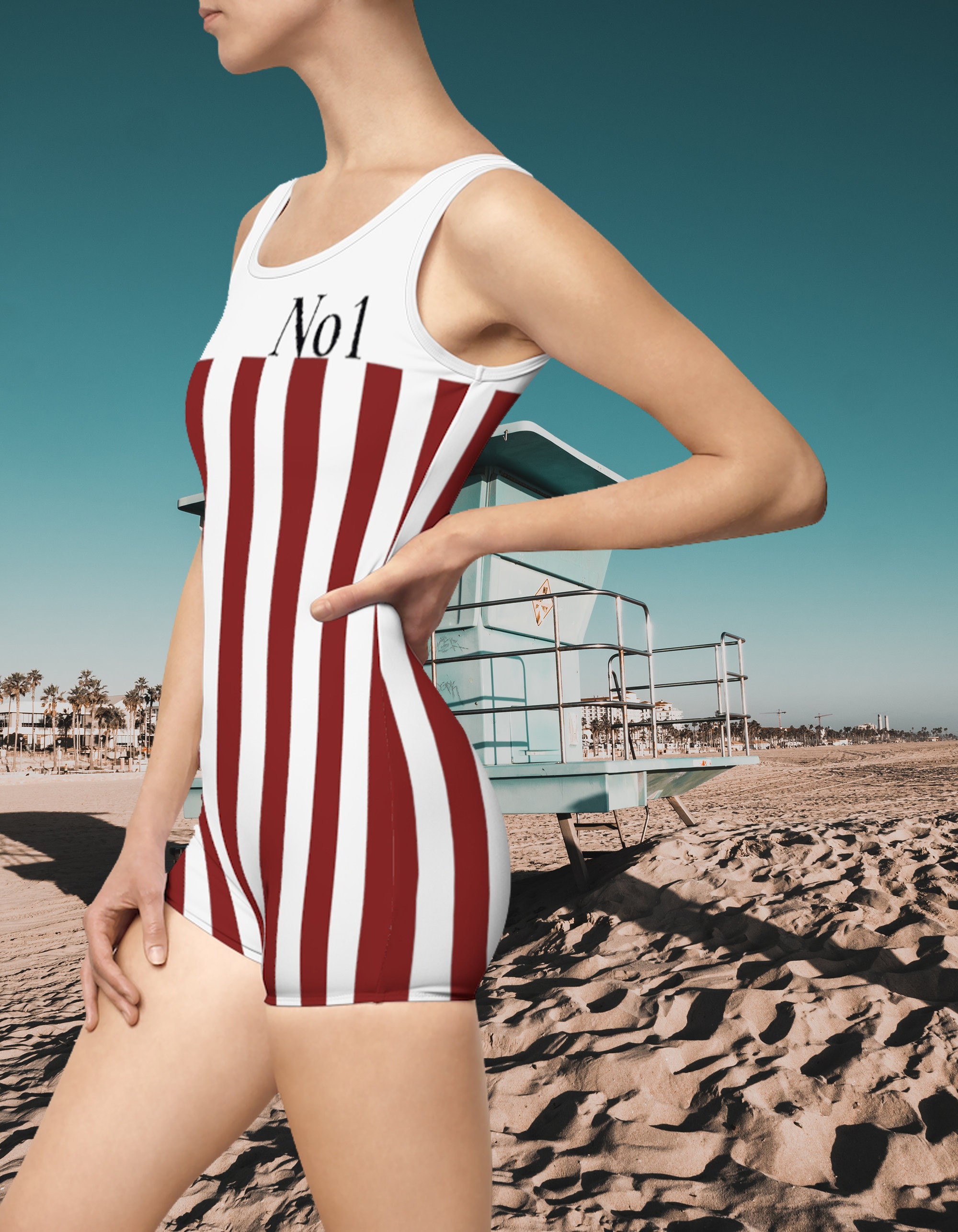 One Piece Swimsuit One Shoulder Strap, Retro One Piece Structure