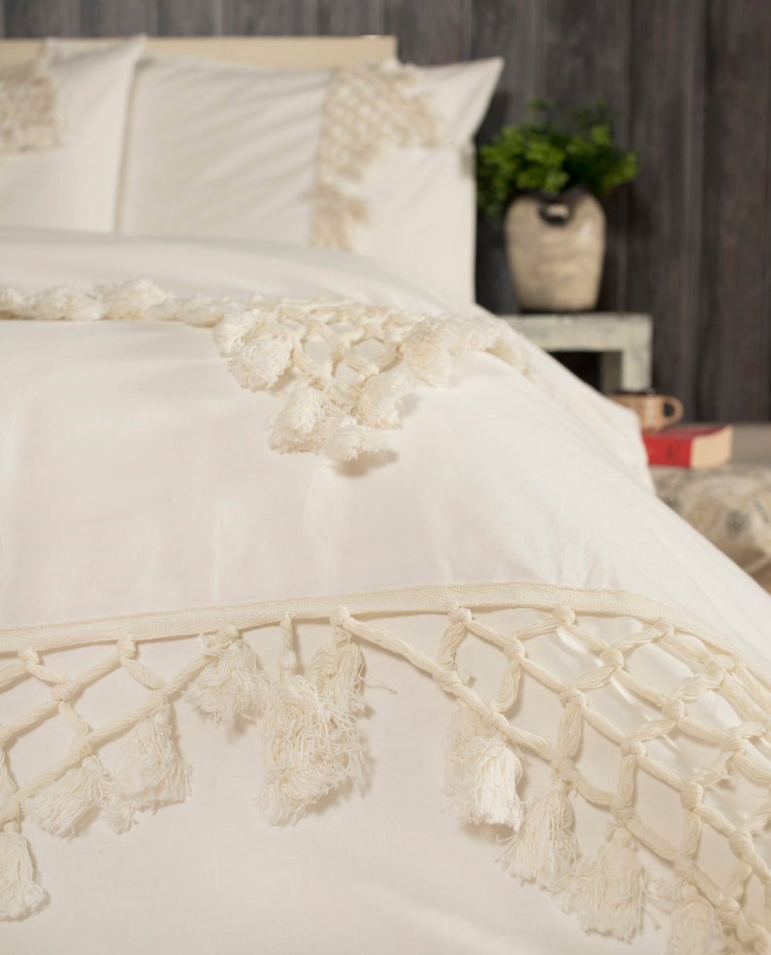 Ivory Tassel Duvet Cover Set Queen Boho Duvet Cover Full Etsy