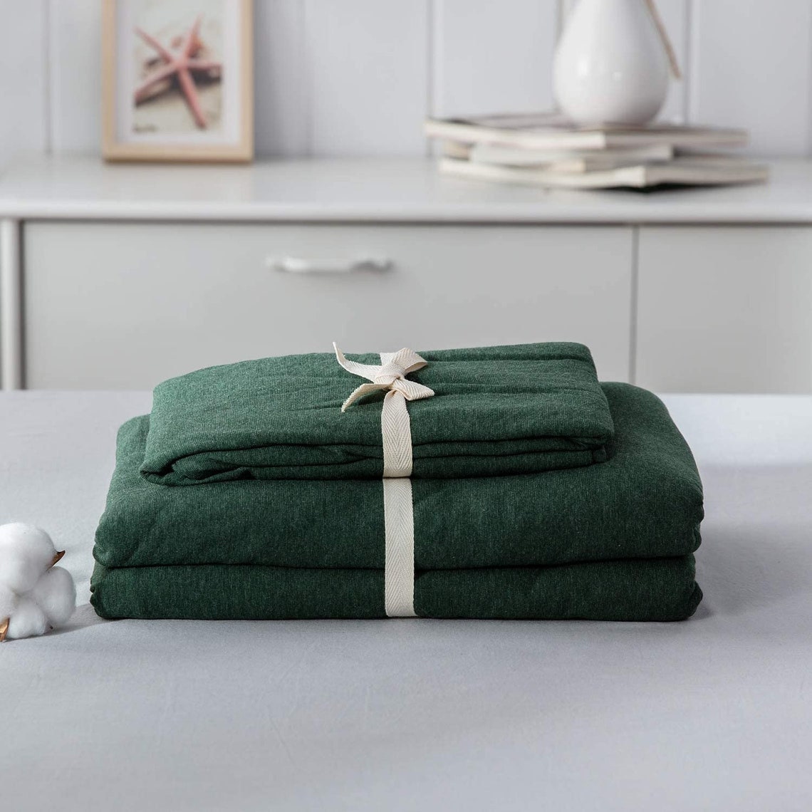 Forest Green Duvet Coverstonewashed Cotton Bedding Setsduvet Etsy