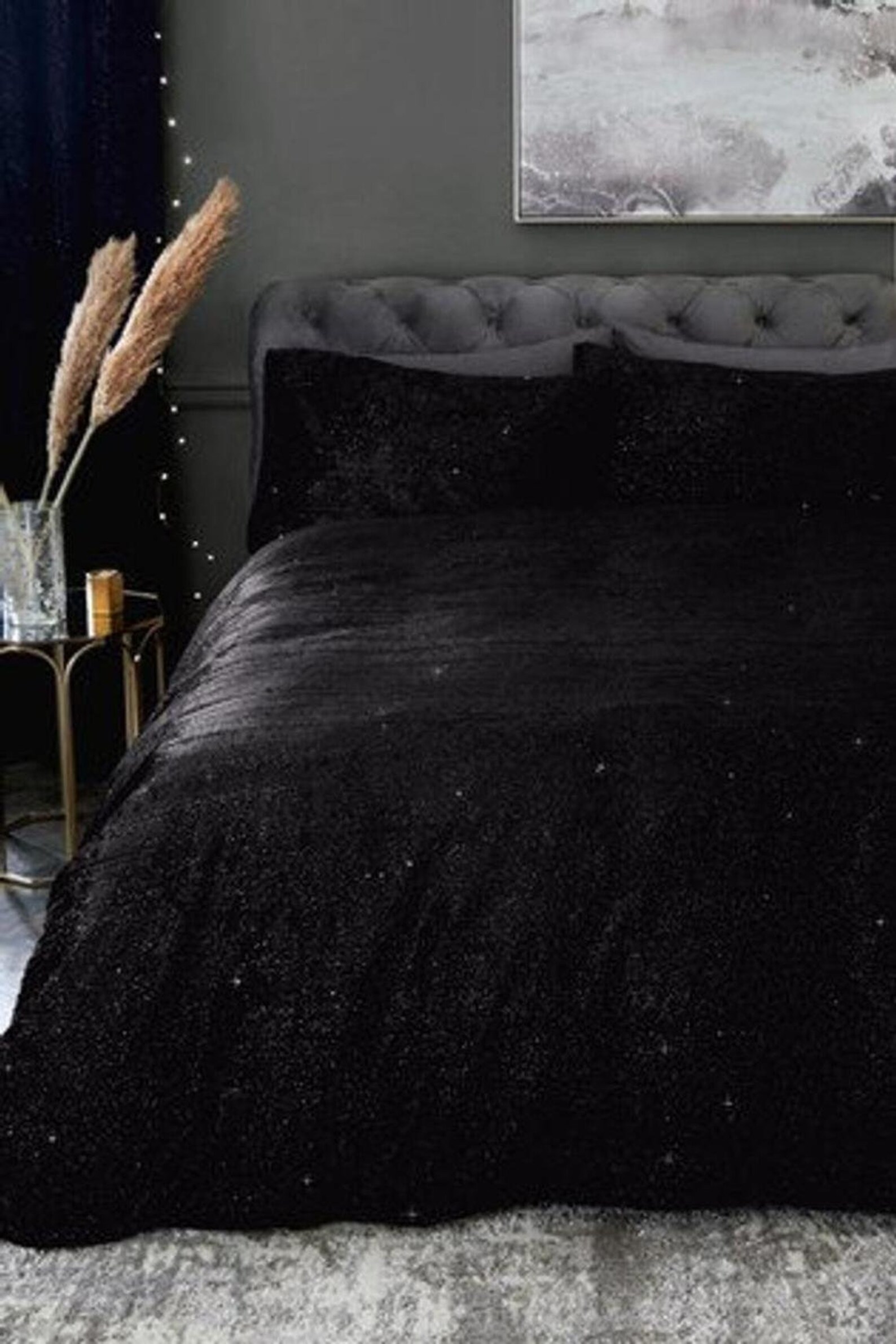 Ultraluxury Plain Black Velvet Duvet Cover Boho Bedding UO Etsy