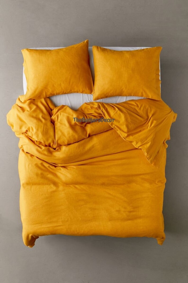 Golden Yellow Color Washed Cotton Duvet Cover Duvet Cover Etsy