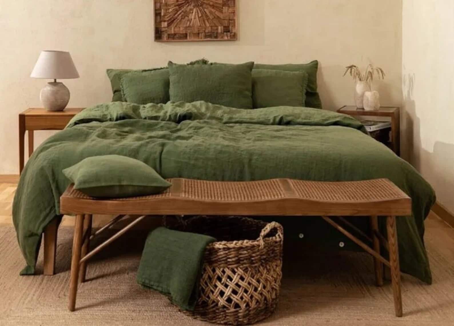 3 Piece Linen Duvet Cover King Size Linen Duvet Cover in Moss Etsy