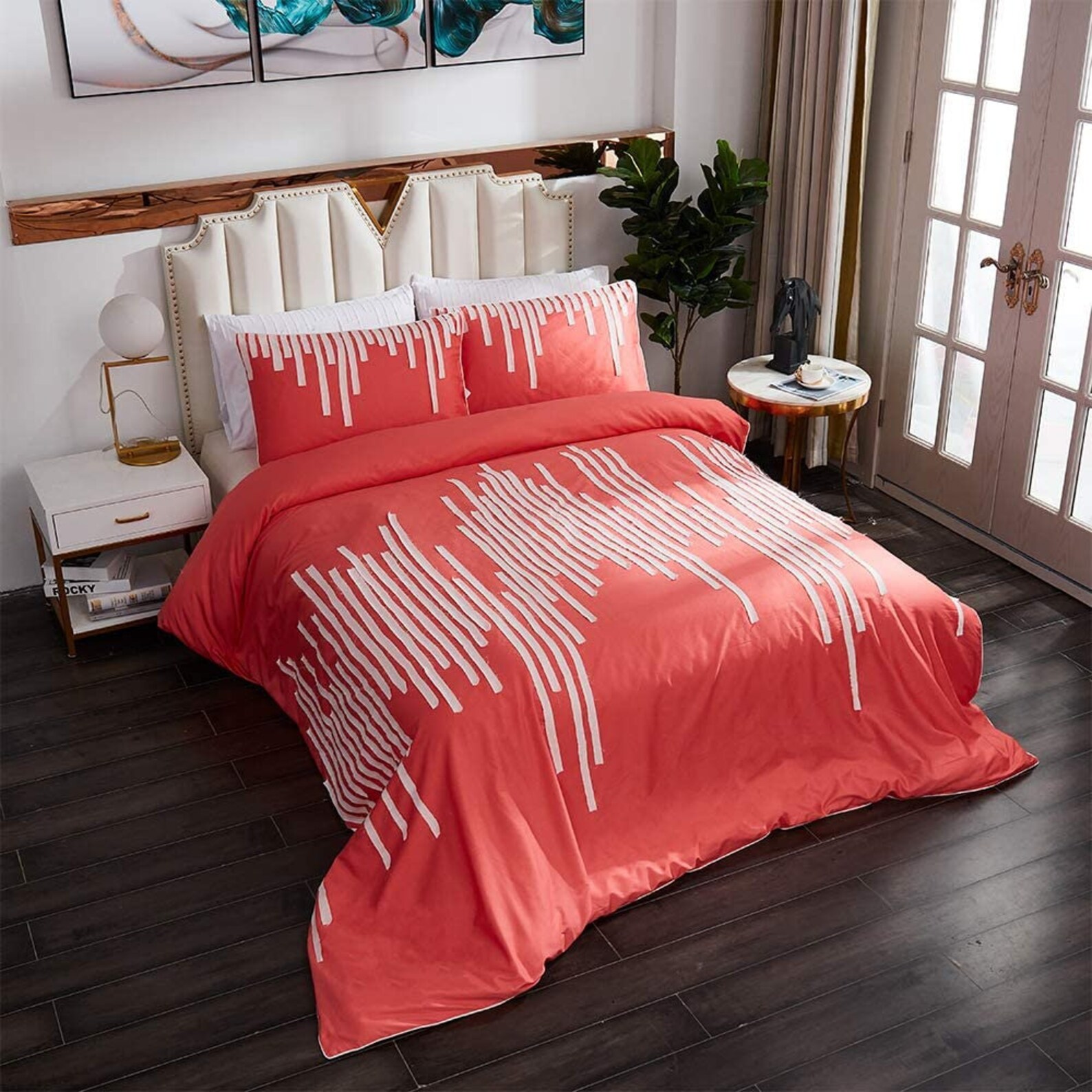 Coral Color Duvet Cover Duvet Cover Set 100 Cotton Washed Etsy UK
