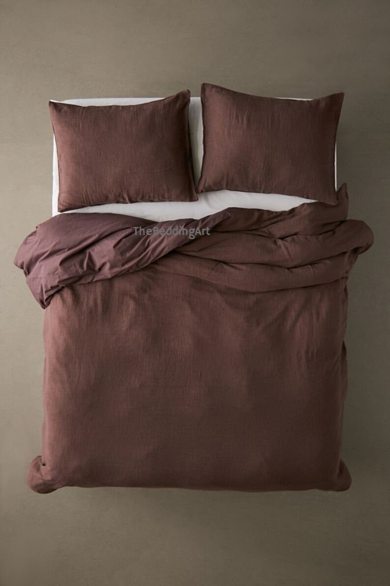 Deep Purple Cotton Bedding Set / 1 Duvet Cover 2 Pillowcases Etsy