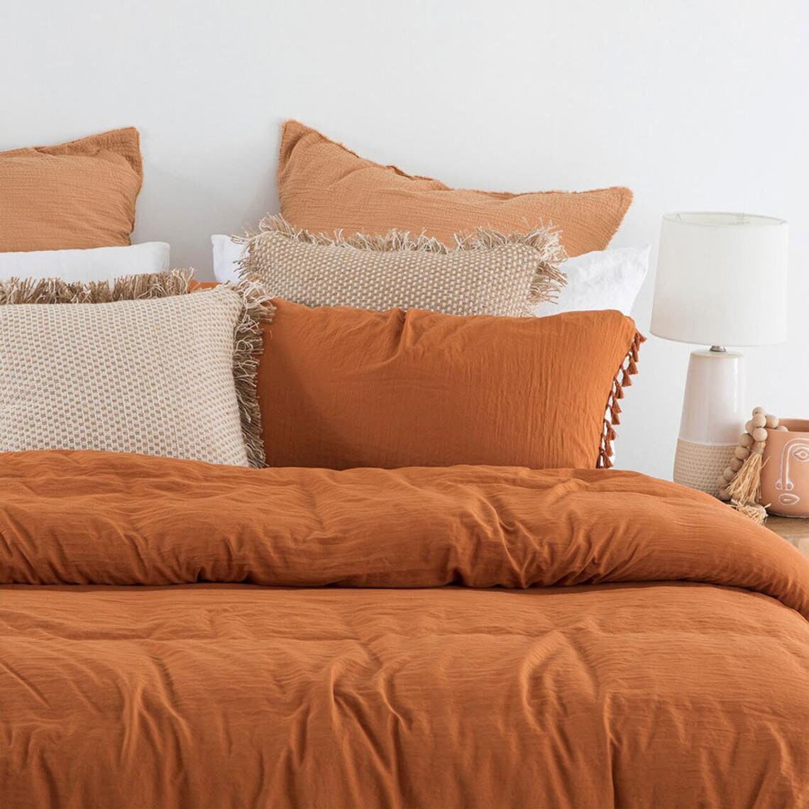 Rust Orange Duvet Cover Rust Color Washed Cotton Duvet Cover Etsy UK