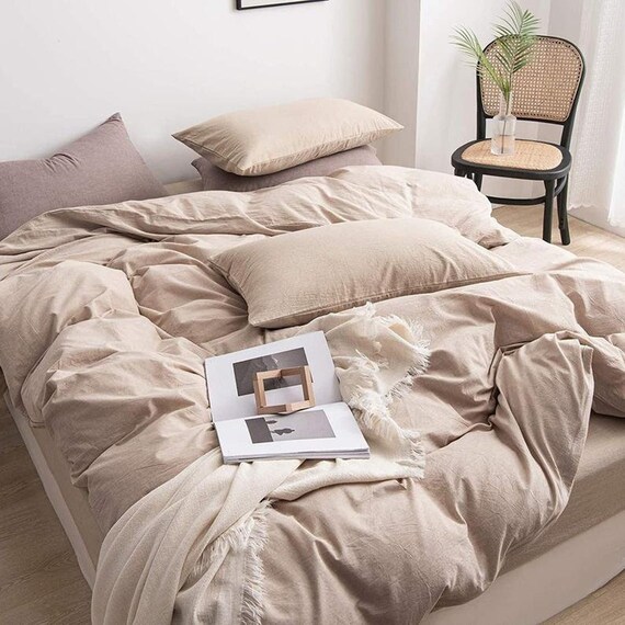Linen Duvet Cover Sand Brown Color Washed Linen Bedding Etsy