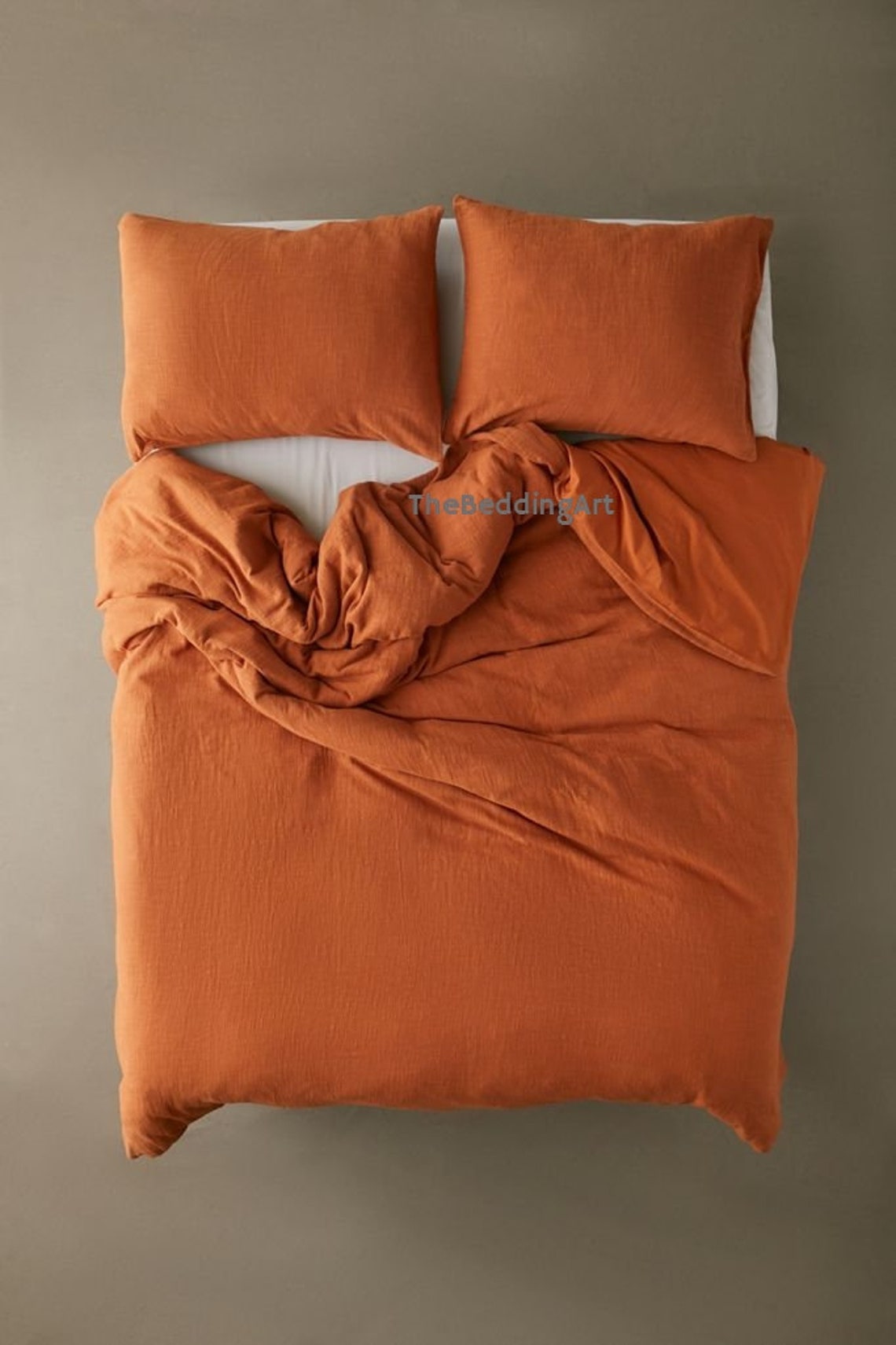 Rust Orange Color Washed Cotton Duvet Cover Duvet Cover With Etsy UK