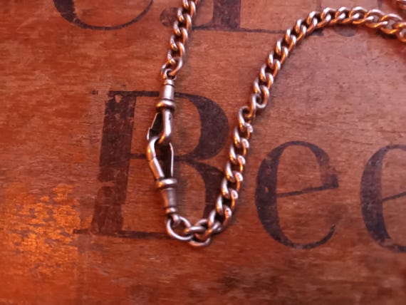 Antique Albert Watch Chain - Solid Silver Curb Li… - image 3