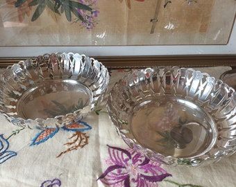 Vintage - Silver Plate Pierced Decorative Dishes x2 - Davis & Sons - Glasgow c  1940's