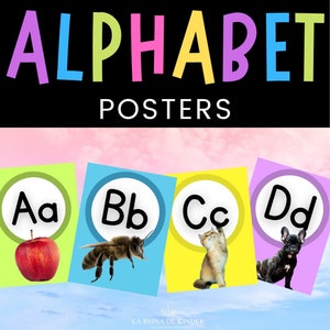 Pósteres educativos del alfabeto, conjunto de carteles imprimibles para fonética en el aula, decoraciones imprimibles para la formación de letras en el jardín de infantes