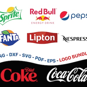 Coca Cola logo, Diet Coke logo, Fanta logo, Lipton logo, Nespresso, Pepsi, RedBull, Sprite, png, dxf, svg, pdf, eps file Digital Download image 1