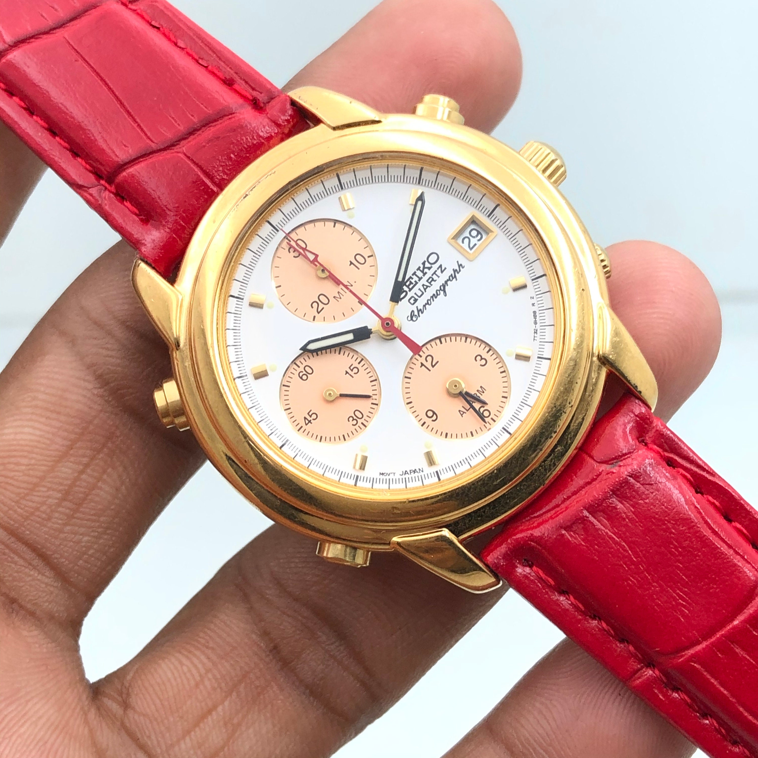 Vintage Seiko Chronograph Quartz Alarm 7T326G10 36mm Mens Etsy