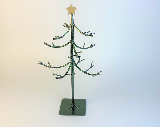 Forged Steel Christmas Tree Ornament Display Green