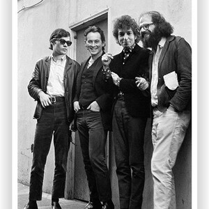 Bad Company - Bob Dylan, Michael McClure, Allen Ginsberg, Robbie Robertson / Photo by Larry Keenan, Black and White Print, Bob Dylan Print image 2