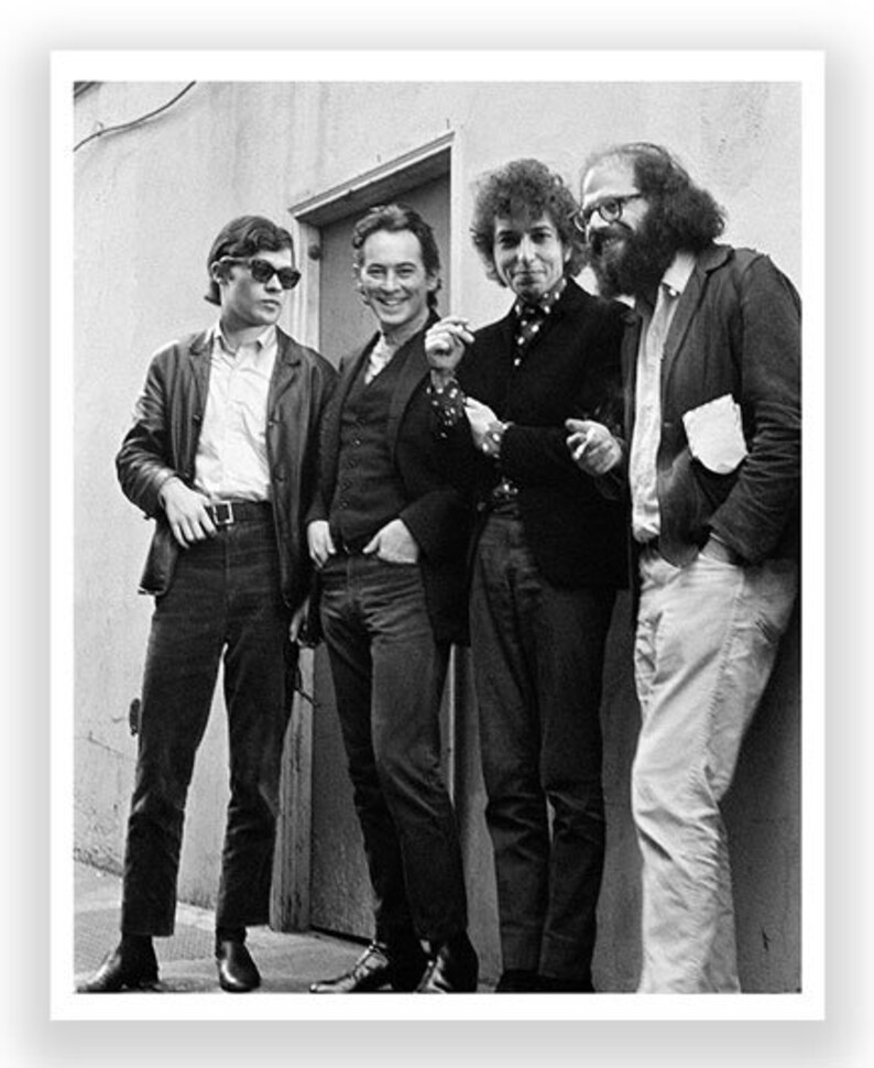 Bad Company - Bob Dylan, Michael McClure, Allen Ginsberg, Robbie Robertson / Photo by Larry Keenan, Black and White Print, Bob Dylan Print image 2