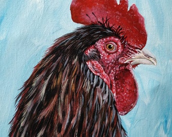 アクリル画 鶏の肖像画 - 鳥の農場 田舎の農家風 - Etsy 日本