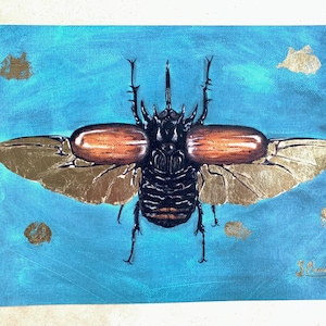 Beetle Print | Beetle Art | A4 | Beetle Lover Gift | Insect Illustration | Beetle Painting | Beetle Wall Art |  Rhino Beetle