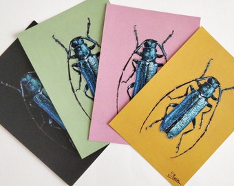Käfer Print | Käfer Kunst | DIN A5 | Käfer Liebhaber Geschenk | Insekten Illustration | Käfer Gemälde | Käfer Wandkunst |  Blauer Käfer