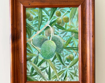 Olive painting, Italian painting, framed painting, Italian olive
