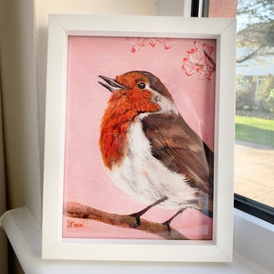 Robin Print | Sztuka dzikiej przyrody | A5 | Prezent dla miłośnika Robina | Ilustracja Robina | Malarstwo Robina | Sztuka ścienna Robina | Brytyjska dzika przyroda