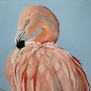 Original Flamingo Oil Painting, Flamingo Painting, Tropical Wildlife Artwork, Pink Bird Wall Art, Nature-Inspired Decor, Flamingo Lover Gift