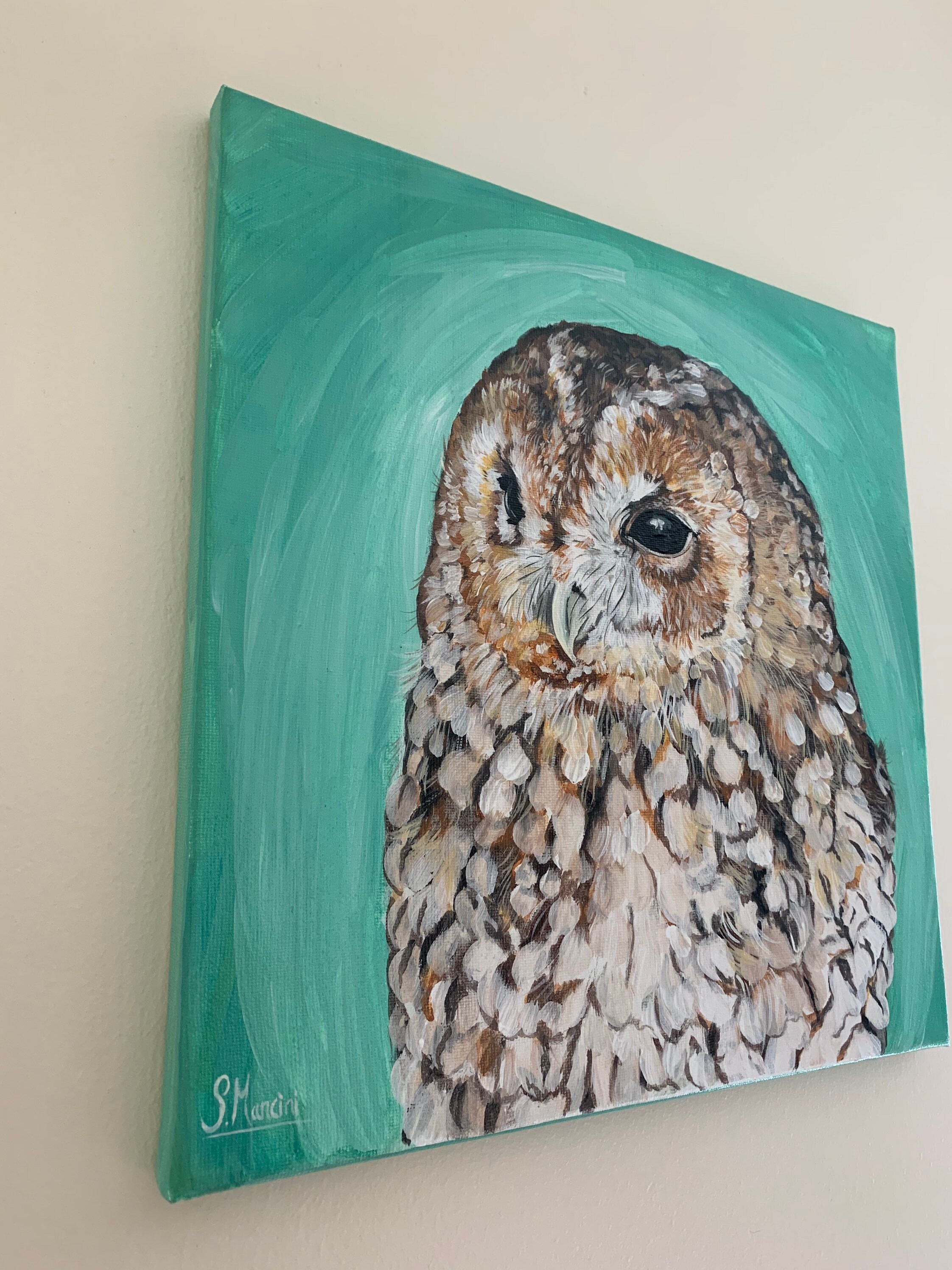 Tawny Owl Painting Wildlife Art Owl Lover Gift Owl Etsy