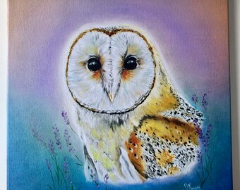 Barn Owl Print | Canvas Print | Wildlife Art  | Owl Lover Gift | Owl Illustration | Barn Owl Painting | Owl Wall Art | British Wildlife